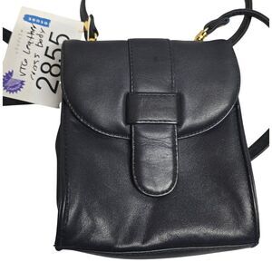 Vintage Jaclyn Smith Black Leather Crossbody Bag With Gold Hardware